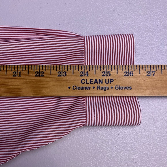 Brooks Brothers 346 Shirt 17.5 6 7 Mens L/S Button Down Red Striped VGUC - Picture 6 of 8